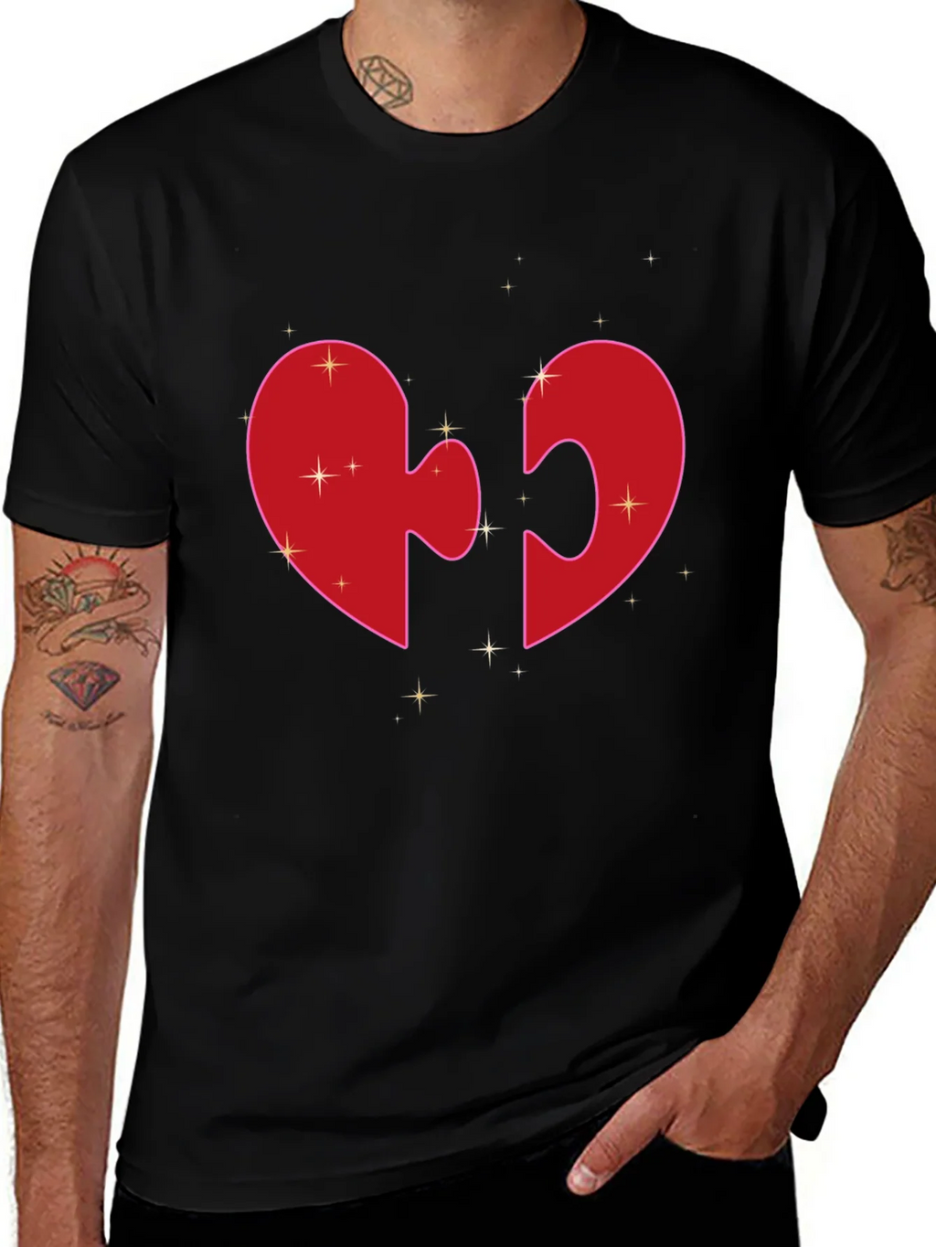 Heart Puzzle Piece Graphic Tee - Black product image 1