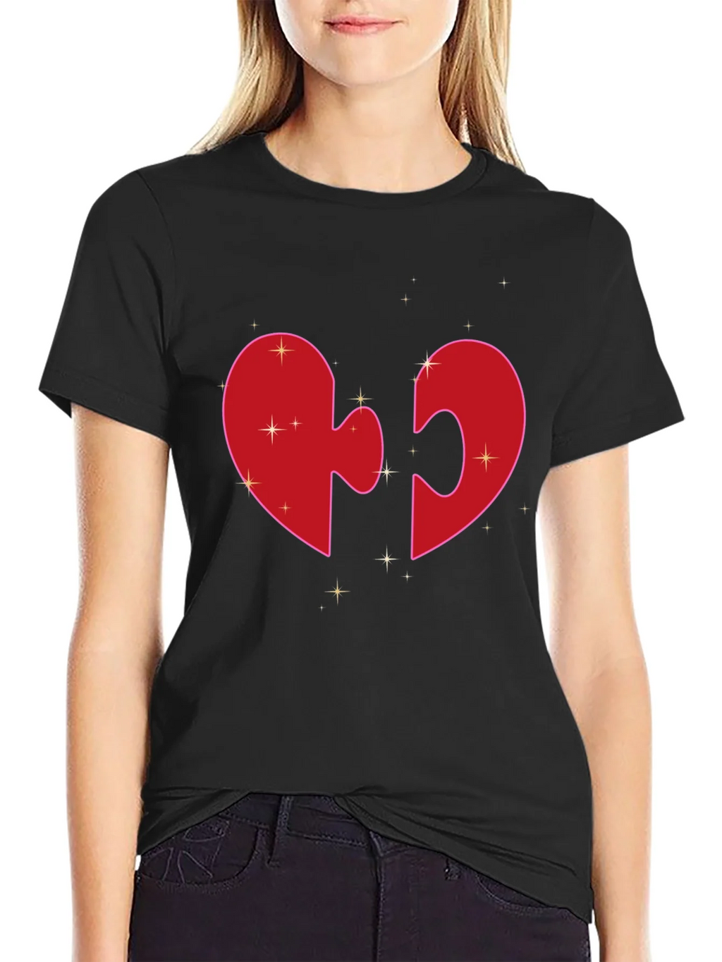 Heart Puzzle Piece Graphic Tee - Black product image 2