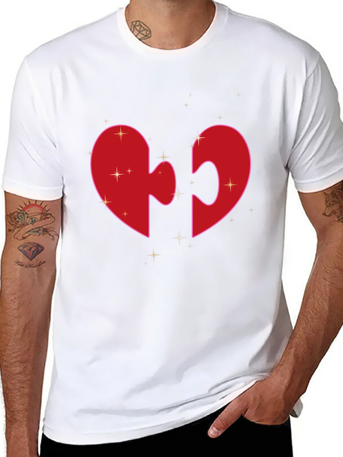 Heart Puzzle Piece Graphic Tee - Black product image 7