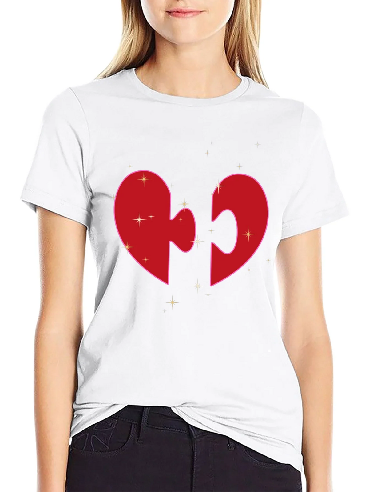 Heart Puzzle Piece Graphic Tee - Black product image 8