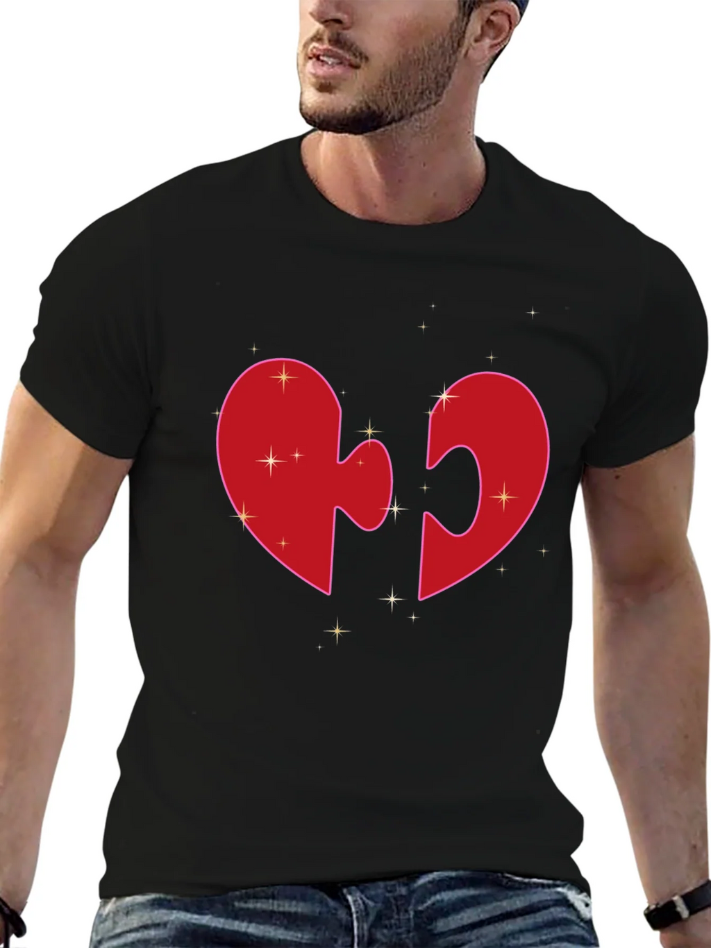 Heart Puzzle Piece Graphic Tee - Black product image 6