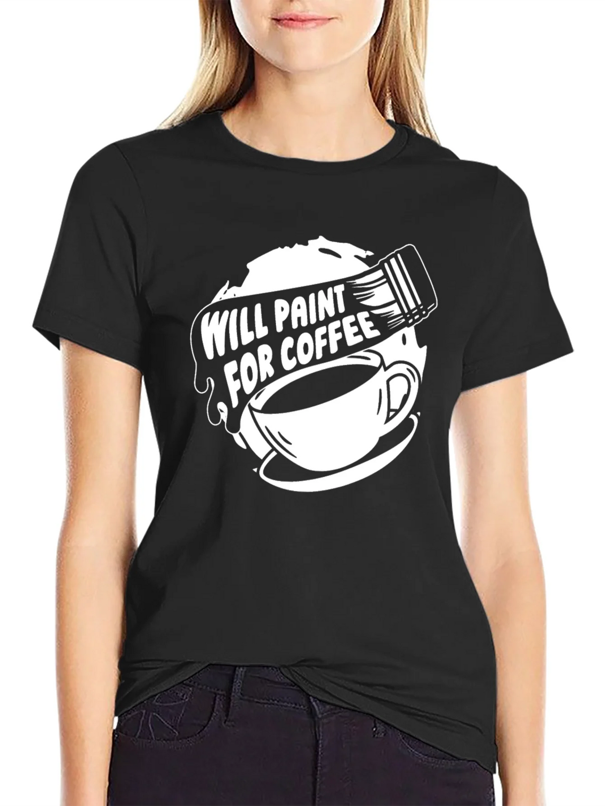 Will Paint for Coffee Graphic Tee product image 2