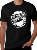 Will Paint for Coffee Graphic Tee product image 1
