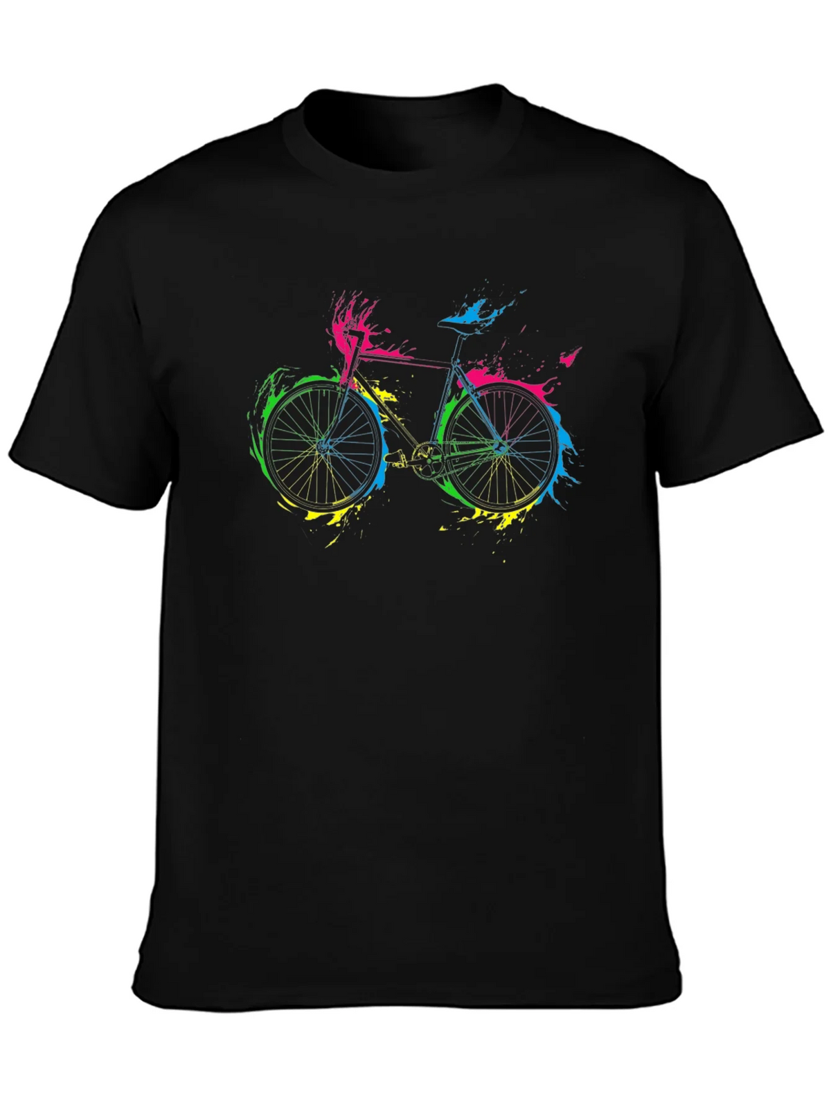 Colorful Bike Graphic Tee - Black Cotton Shirt product image 3