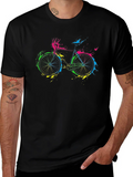 Colorful Bike Graphic Tee - Black Cotton Shirt product image 1