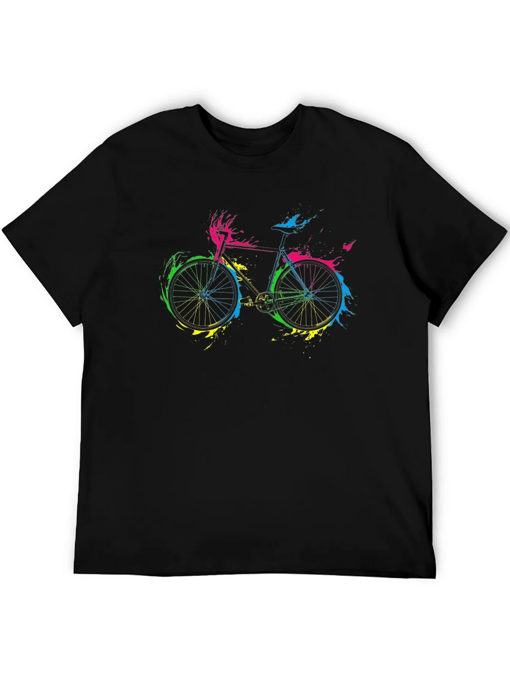Colorful Bike Graphic Tee - Black Cotton Shirt product image 5