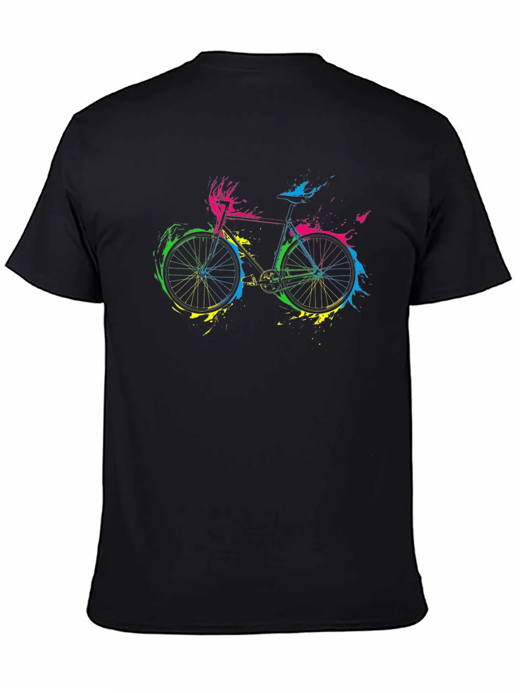 Colorful Bike Graphic Tee - Black Cotton Shirt product image 4