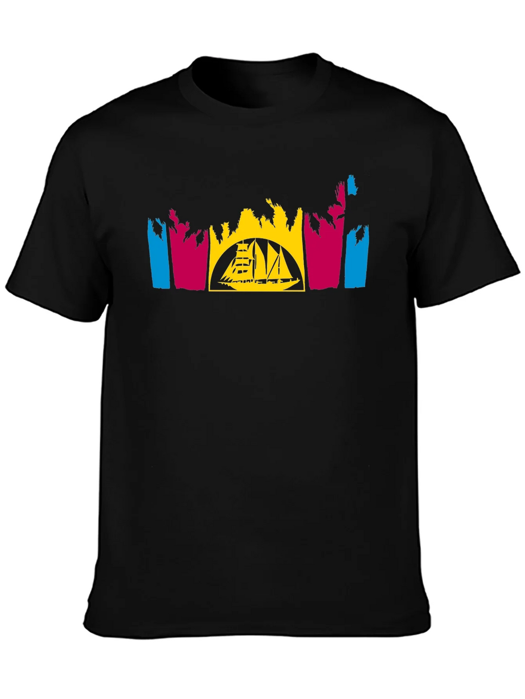 Tropical Sailboat T-Shirt - Black product image 3