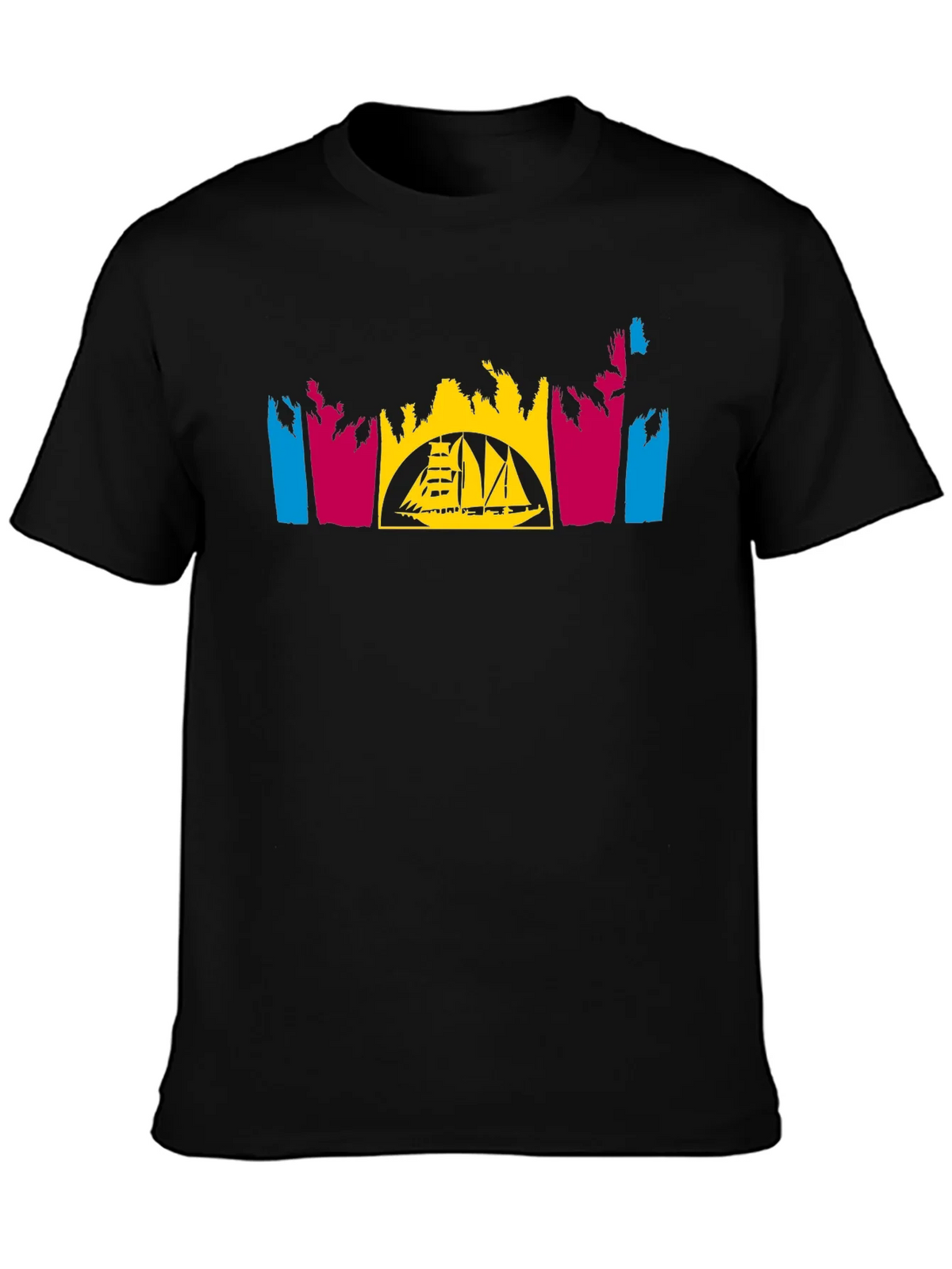 Tropical Sailboat T-Shirt - Black product image 3