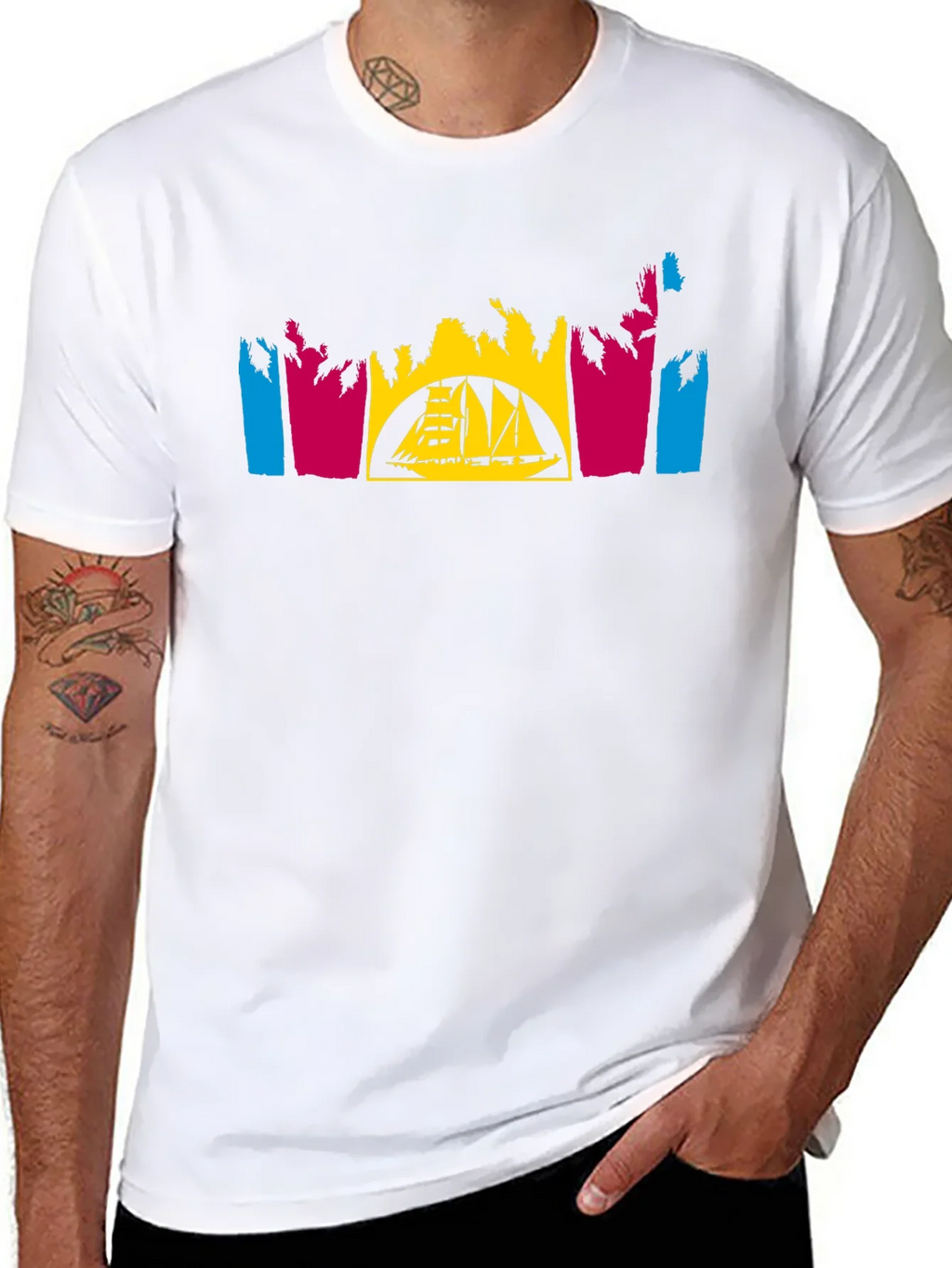 Tropical Sailboat T-Shirt - Black product image 7