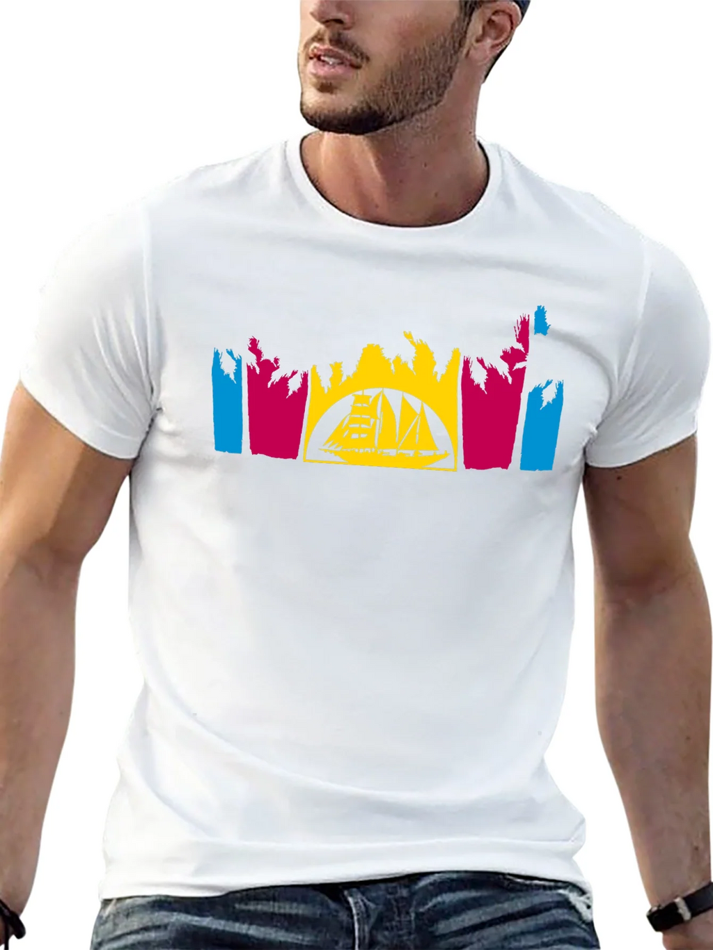 Tropical Sailboat T-Shirt - Black product image 12