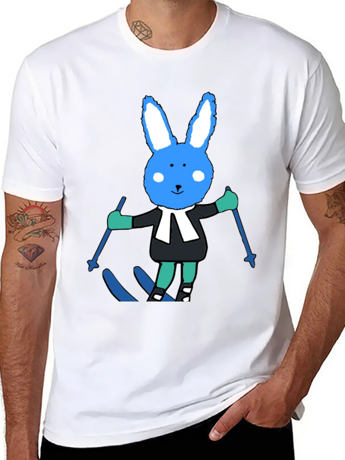 Ski Bunny Tee: Fun Cartoon Rabbit T-Shirt product image 6