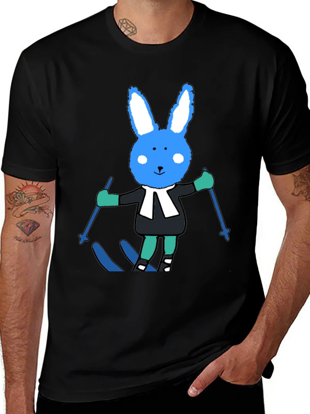 Ski Bunny Tee: Fun Cartoon Rabbit T-Shirt product image 1