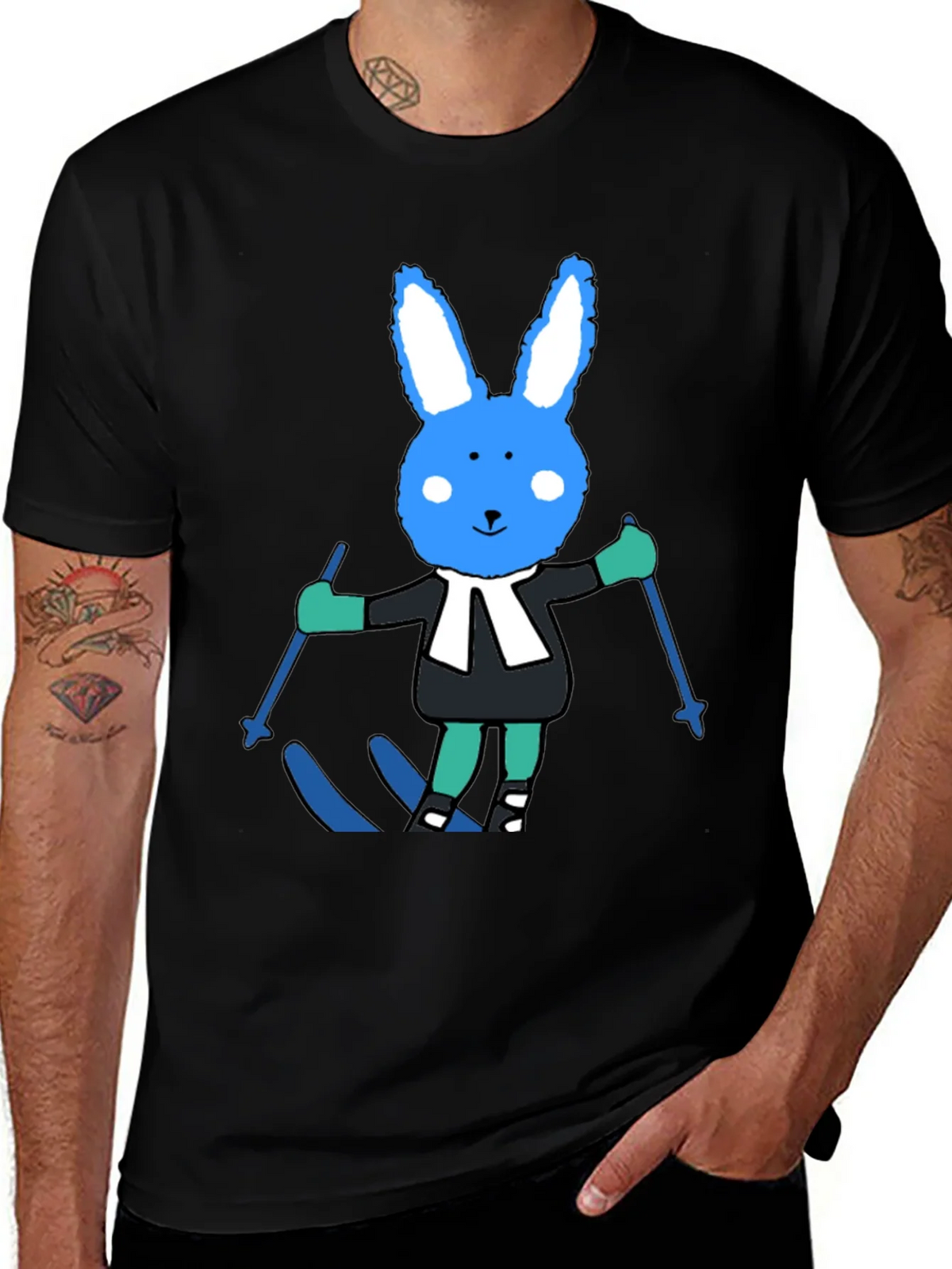 Ski Bunny Tee: Fun Cartoon Rabbit T-Shirt product image 1