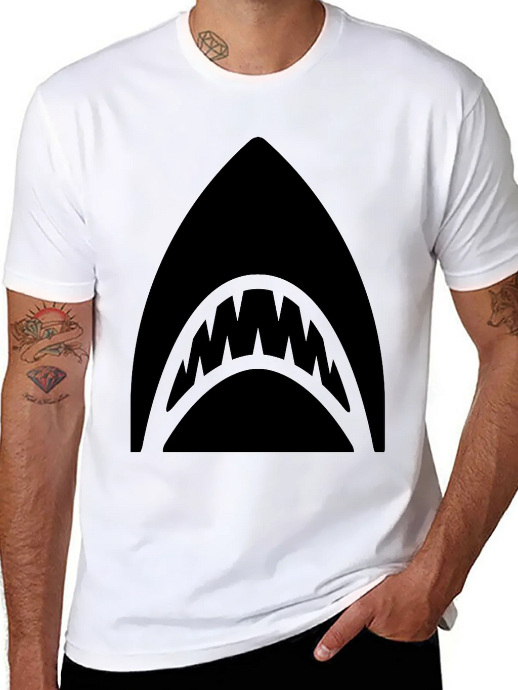 Mens Black Shark Graphic T-Shirt product image 7