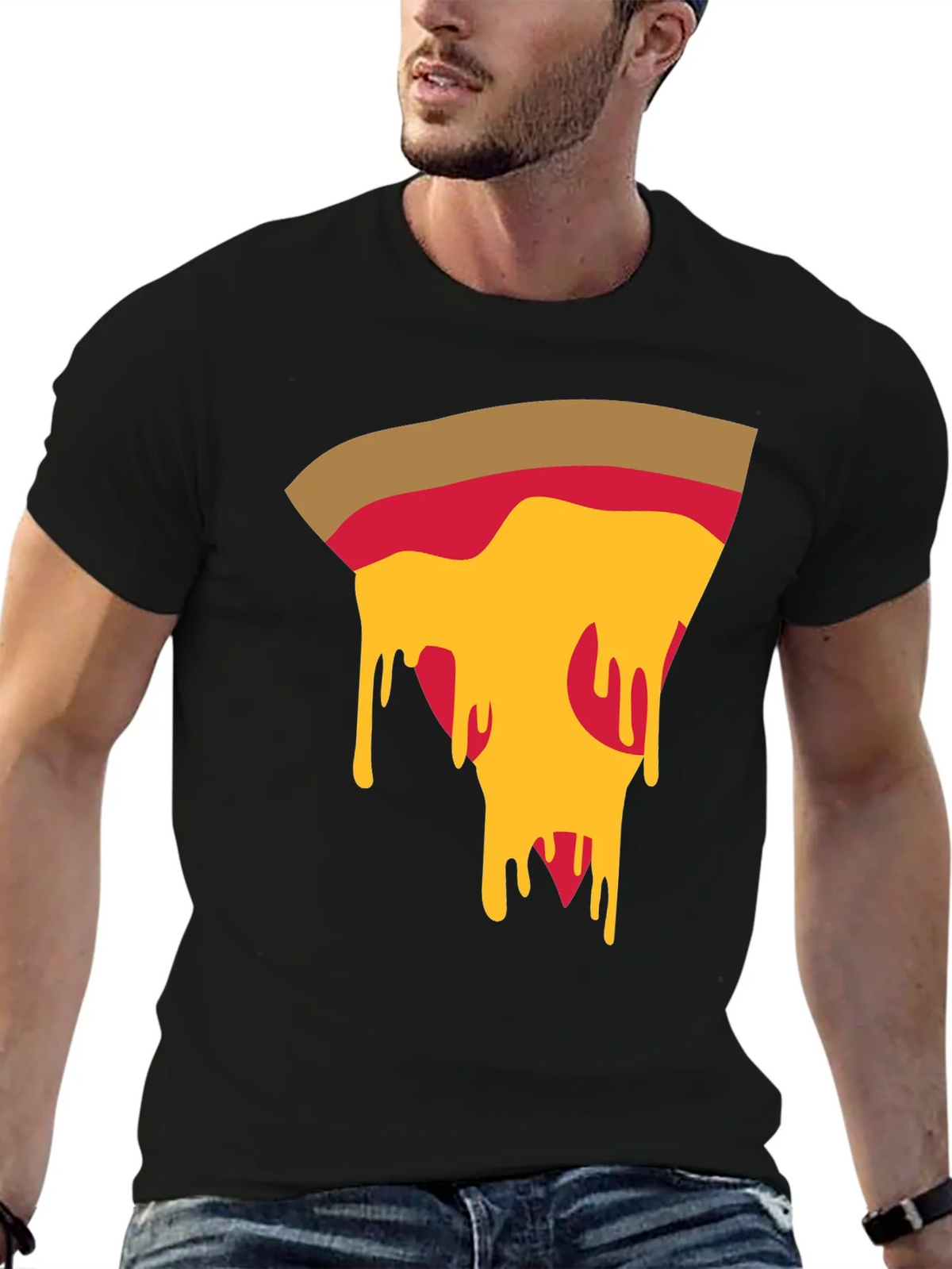 Pizza Slice Graphic Tee - Casual Black T-Shirt product image 4