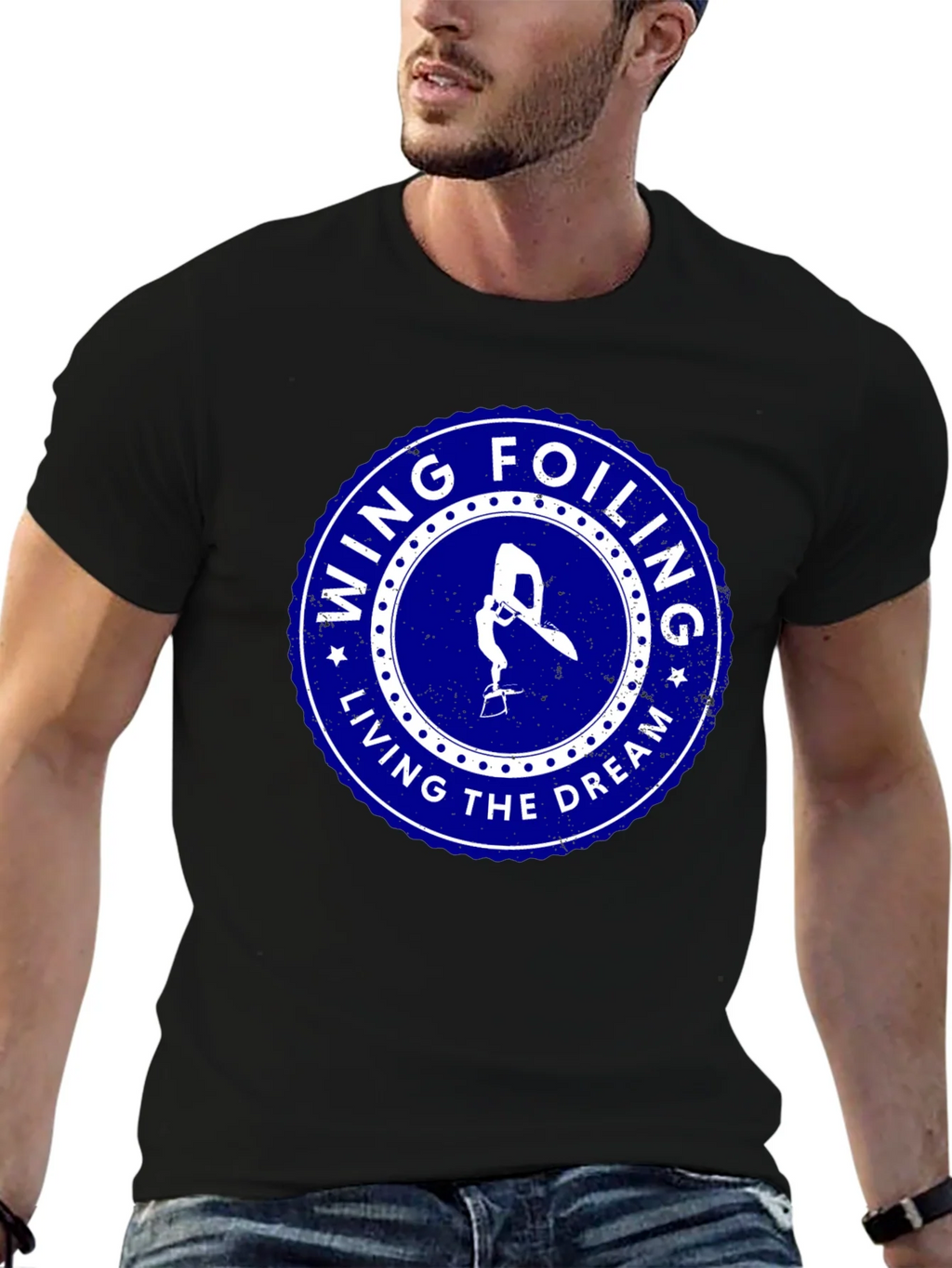 Wing Foiling Living the Dream Black T-Shirt product image 4