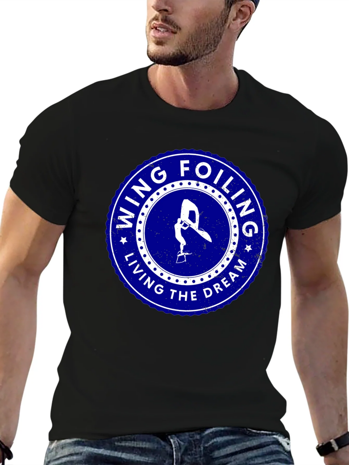 Wing Foiling Living the Dream Black T-Shirt product image 4