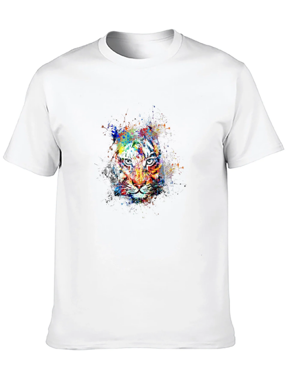 Colorful Tiger Graphic Black T-Shirt product image 9