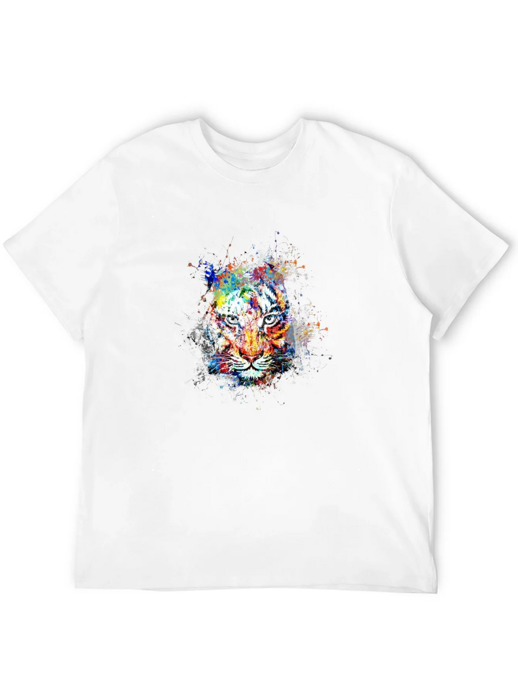 Colorful Tiger Graphic Black T-Shirt product image 11