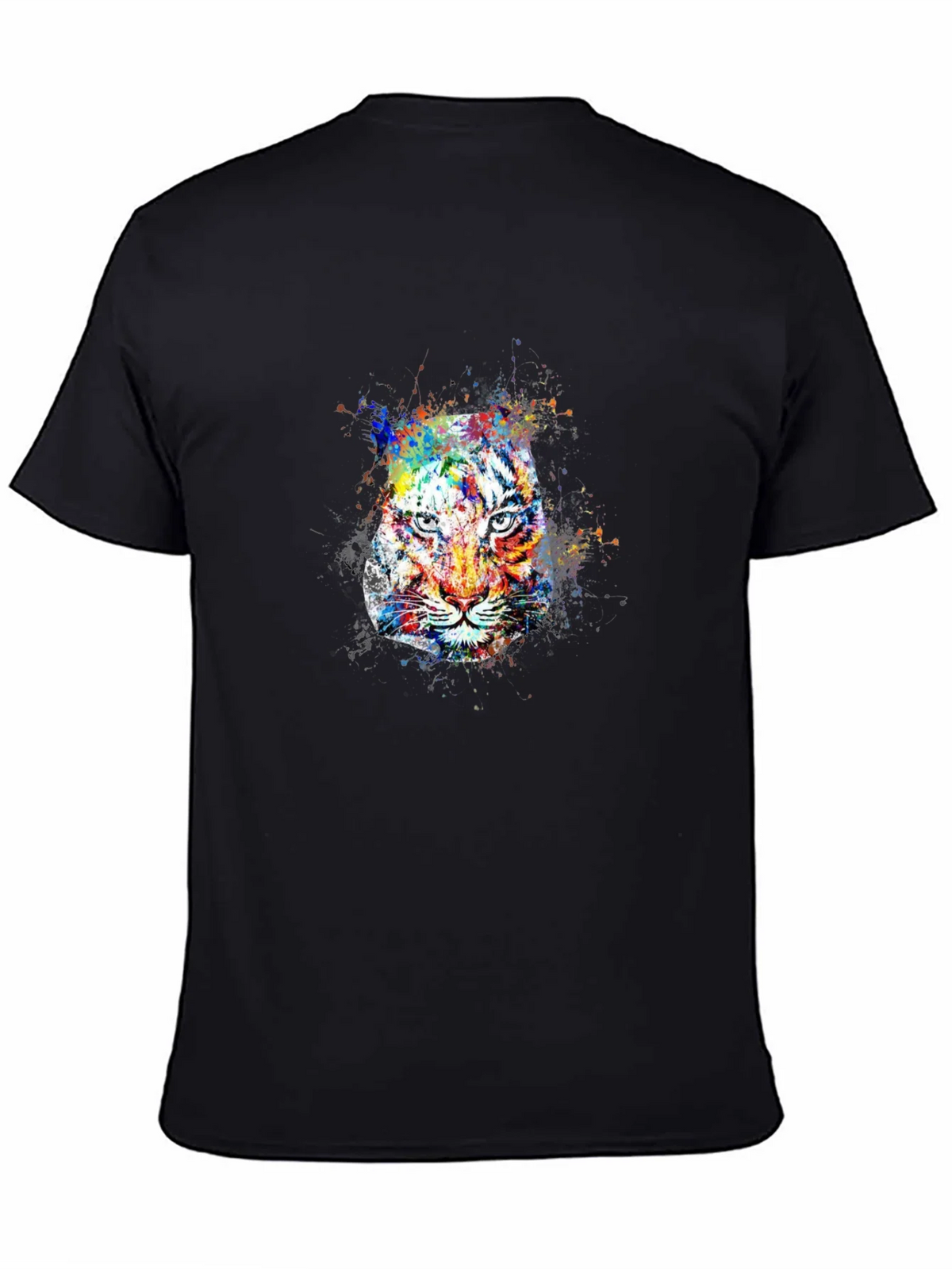 Colorful Tiger Graphic Black T-Shirt product image 4