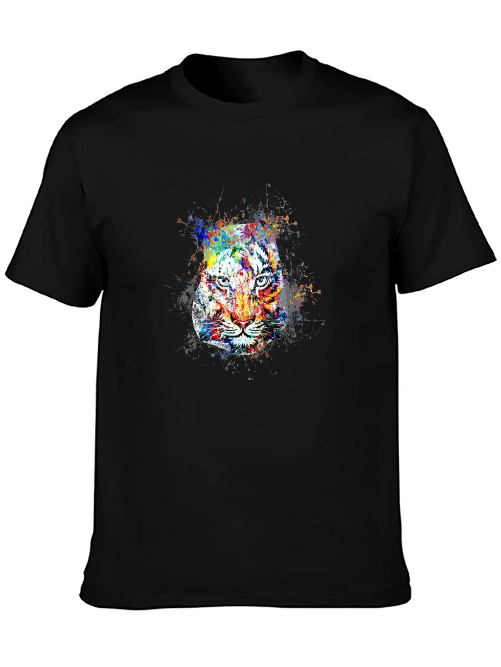 Colorful Tiger Graphic Black T-Shirt product image 3