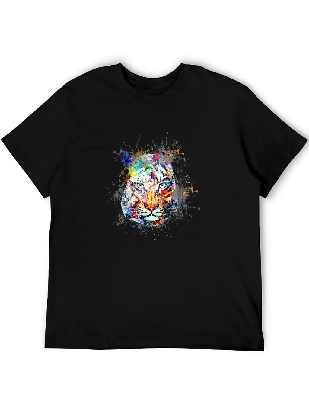 Colorful Tiger Graphic Black T-Shirt product image 5