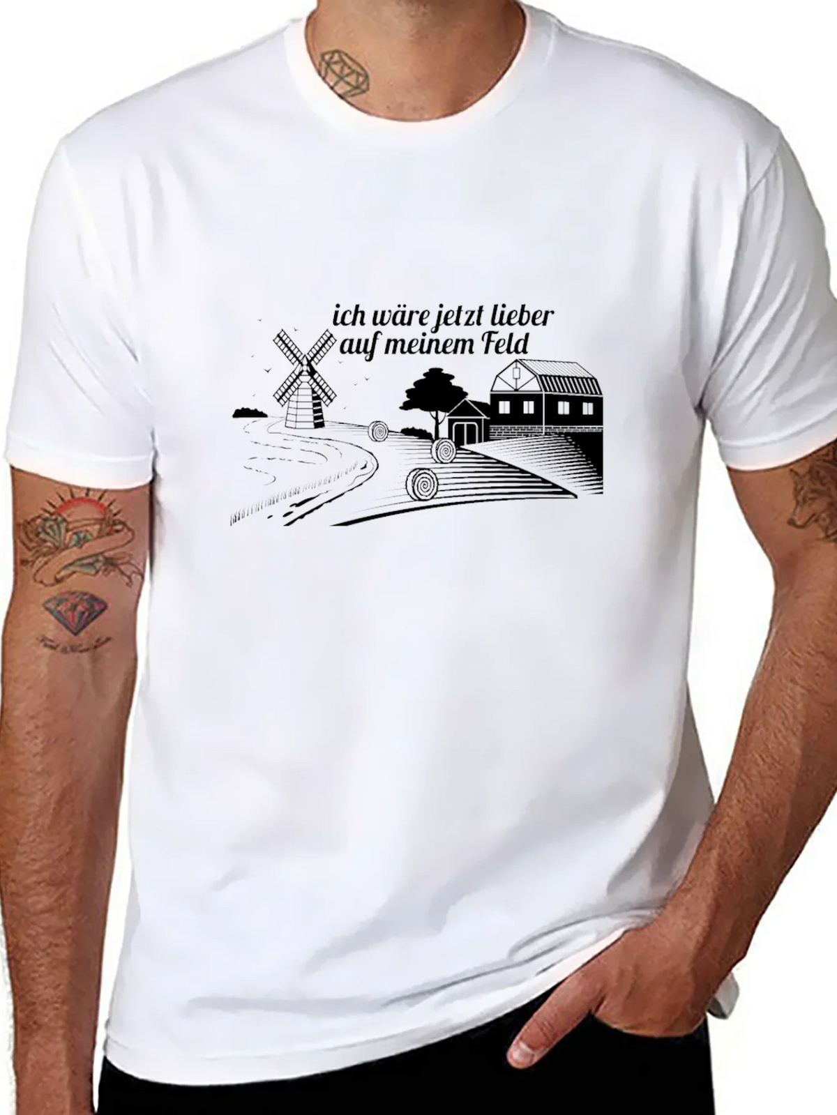 Mens Black Graphic T-Shirt - Farm Theme product image 7