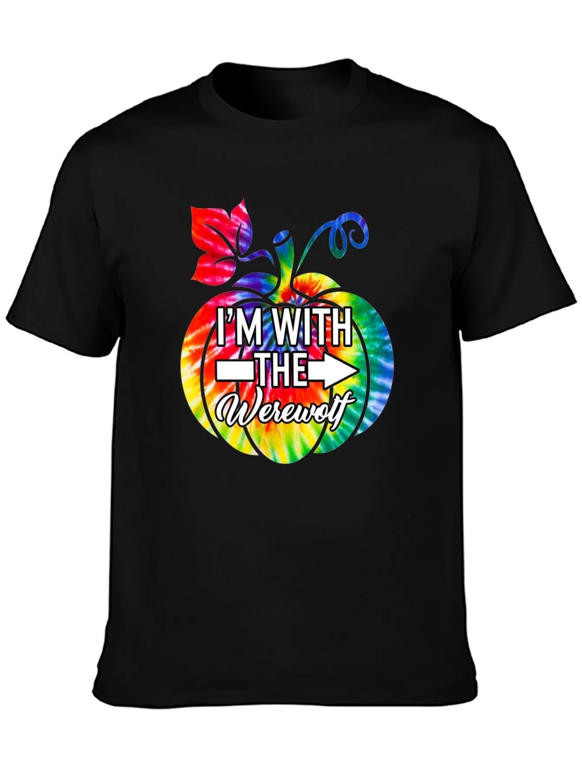 Im With The Werewolf Tie Dye Pumpkin Graphic Tee product image 3