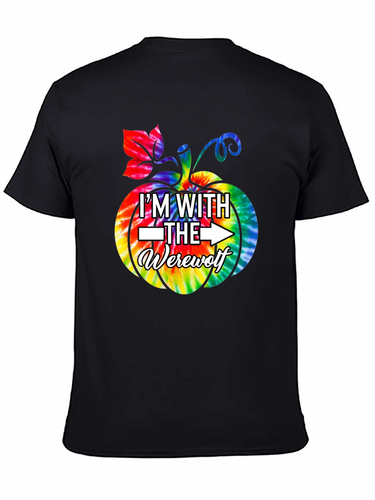 Im With The Werewolf Tie Dye Pumpkin Graphic Tee product image 4