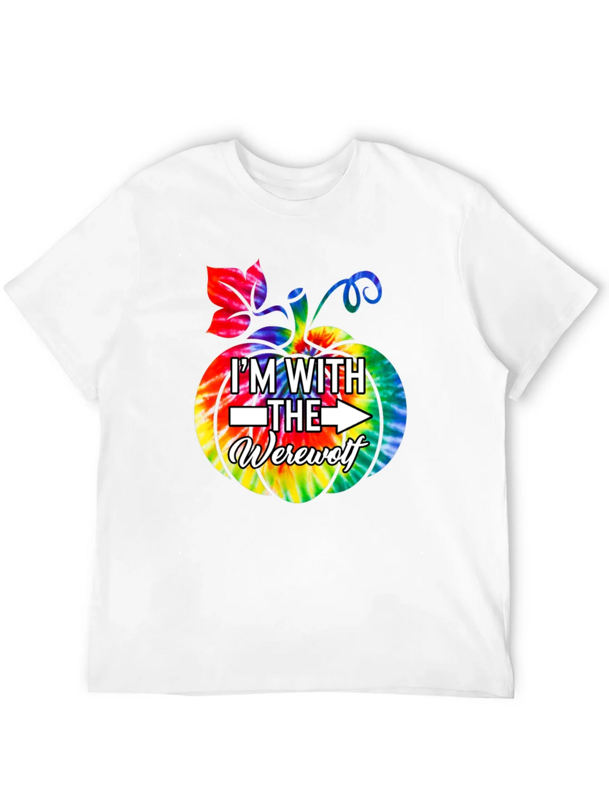 Im With The Werewolf Tie Dye Pumpkin Graphic Tee product image 11