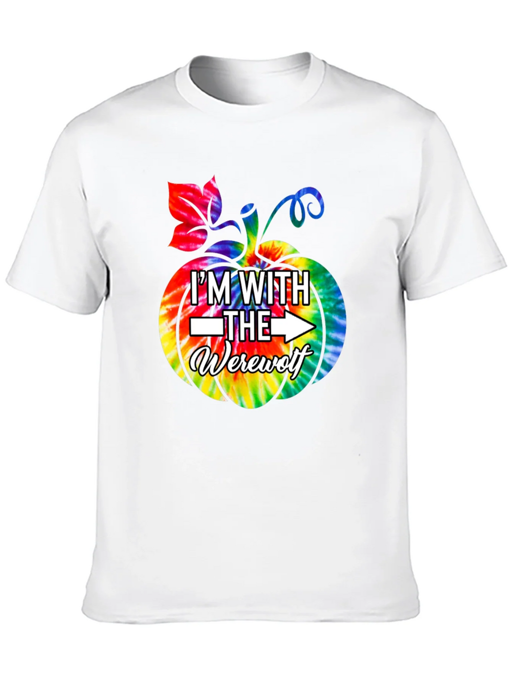 Im With The Werewolf Tie Dye Pumpkin Graphic Tee product image 9