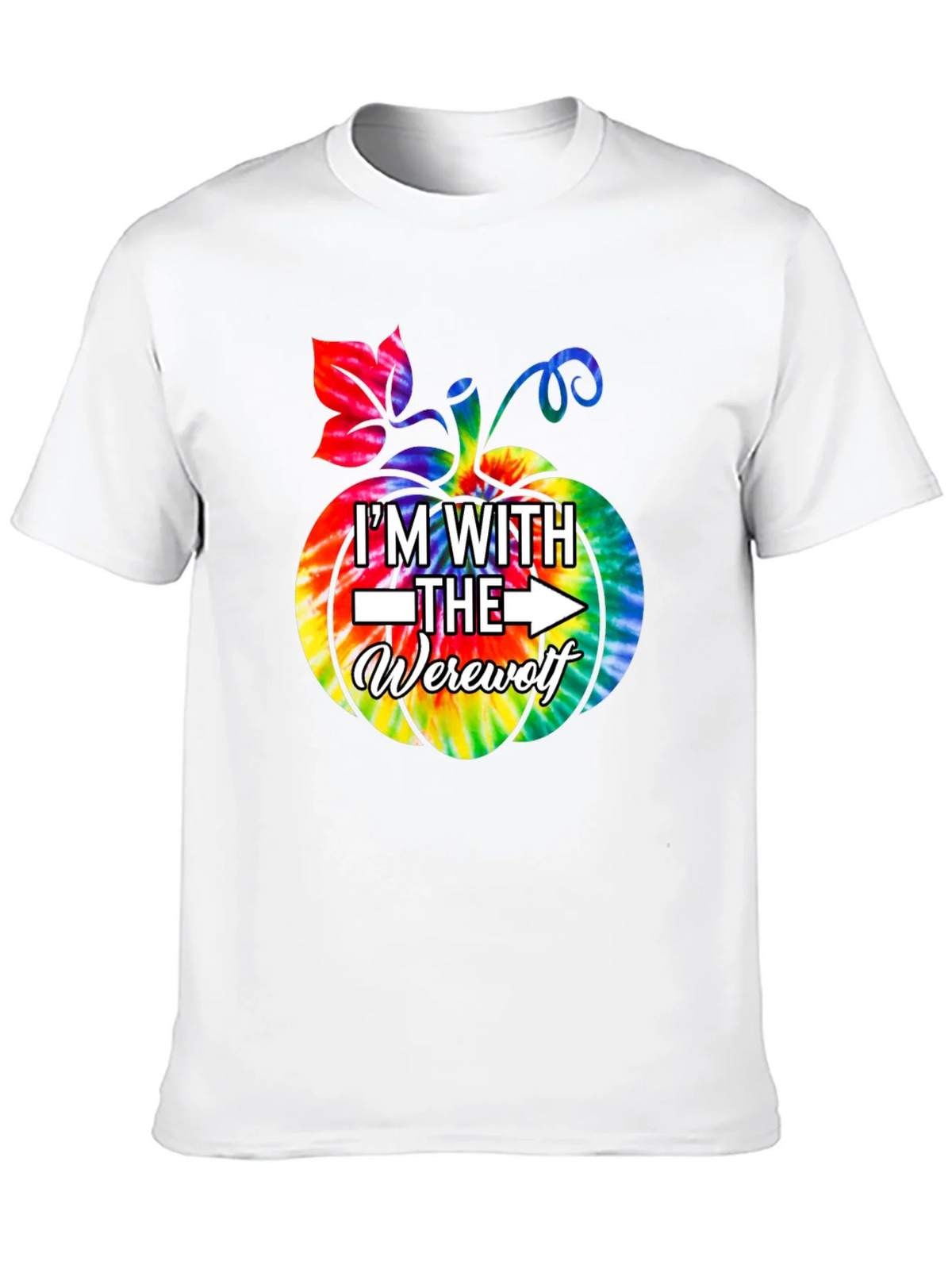 Im With The Werewolf Tie Dye Pumpkin Graphic Tee product image 9