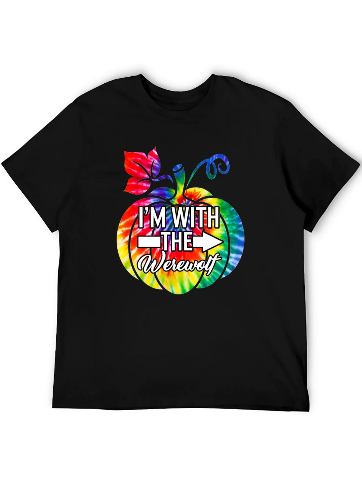 Im With The Werewolf Tie Dye Pumpkin Graphic Tee product image 5