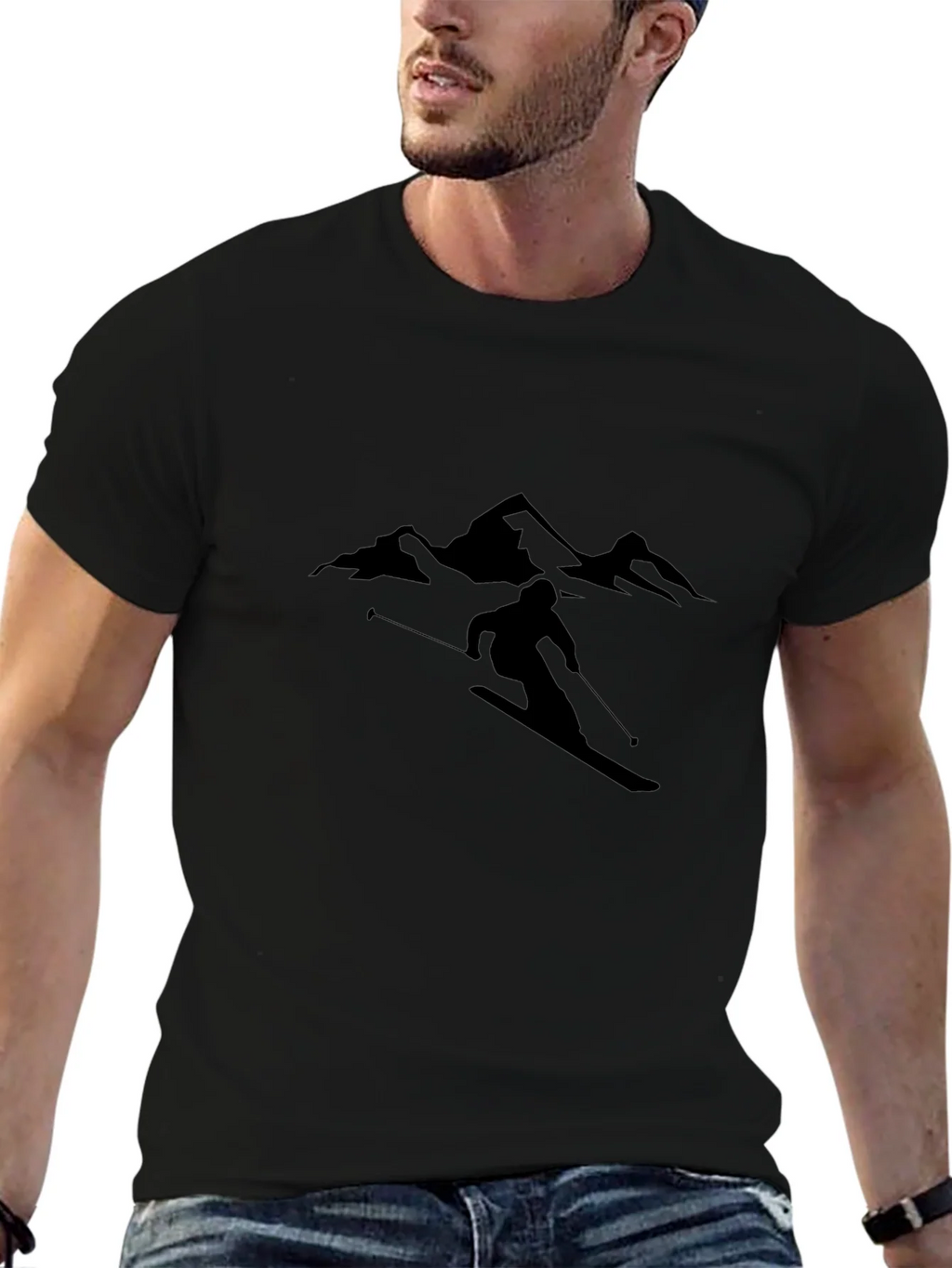 Skiing Silhouette Graphic Tee - Stylish Black T-Shirt product image 6
