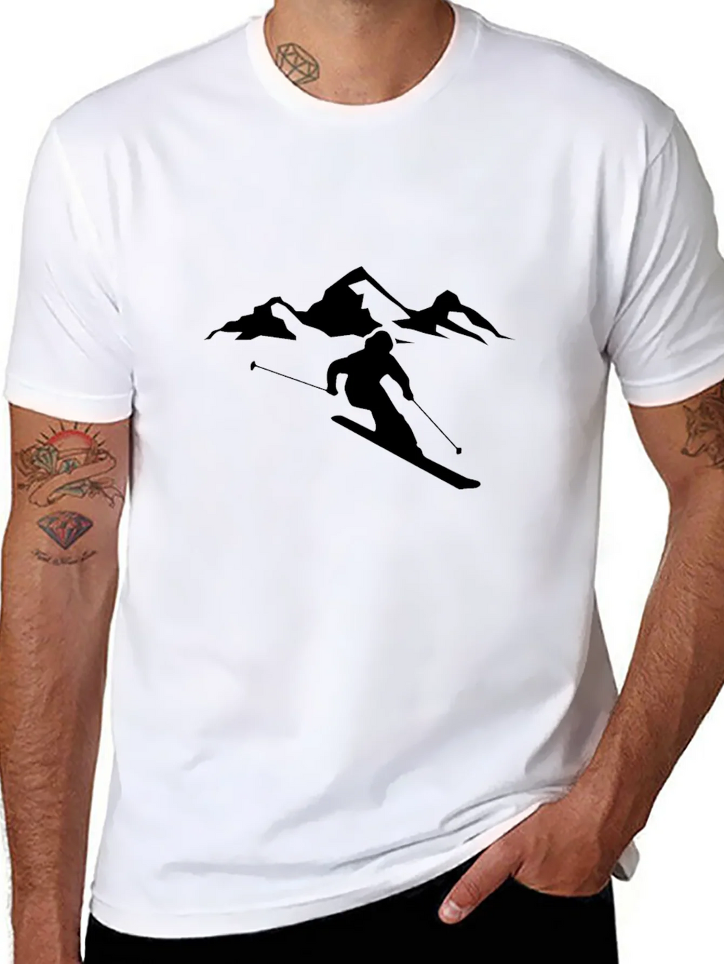 Skiing Silhouette Graphic Tee - Stylish Black T-Shirt product image 7
