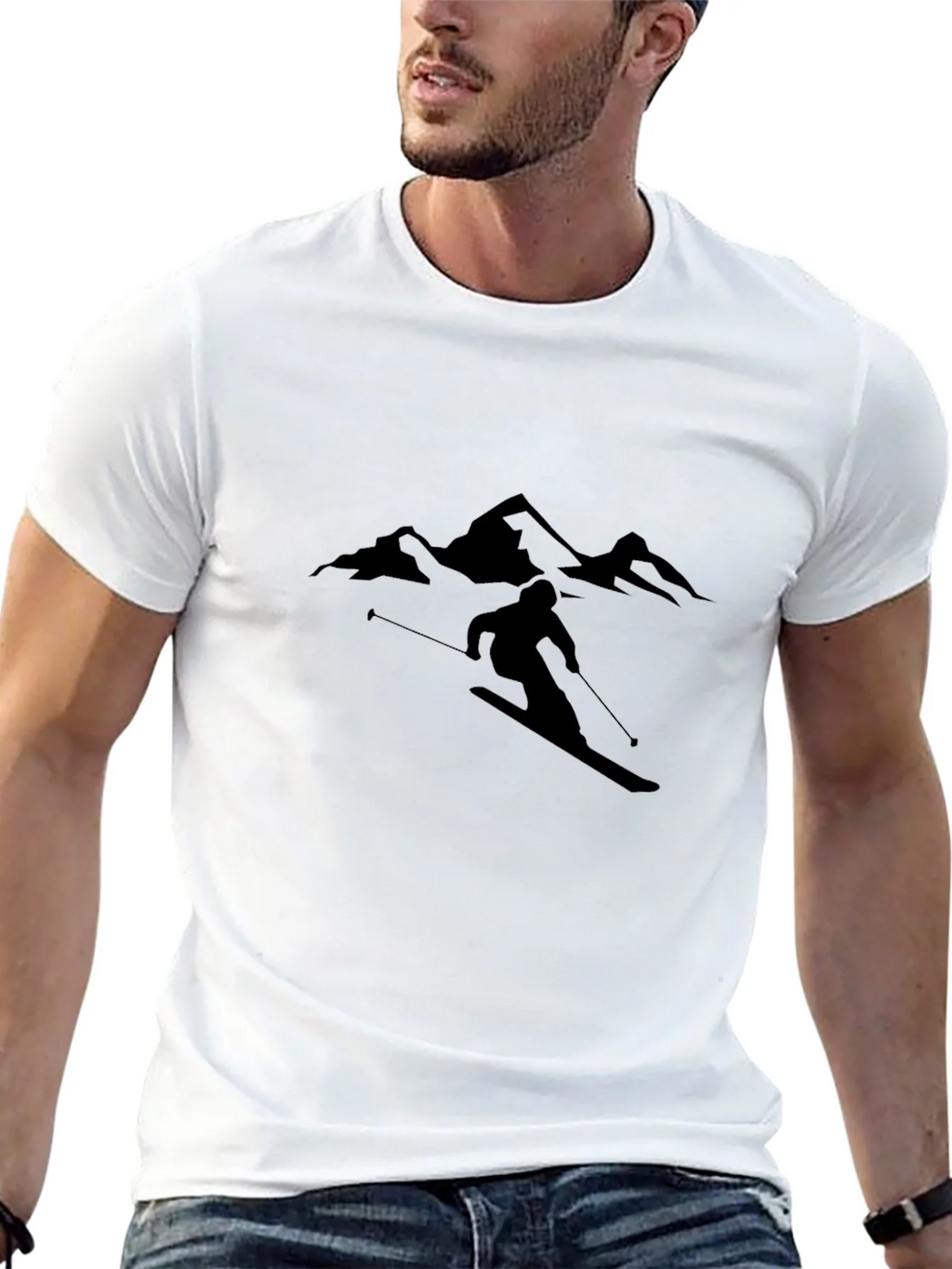 Skiing Silhouette Graphic Tee - Stylish Black T-Shirt product image 12