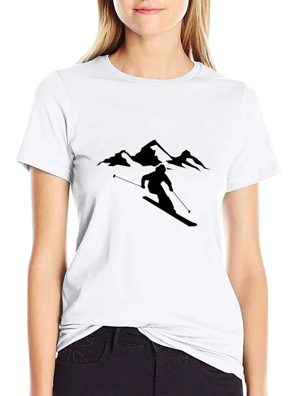 Skiing Silhouette Graphic Tee - Stylish Black T-Shirt product image 8