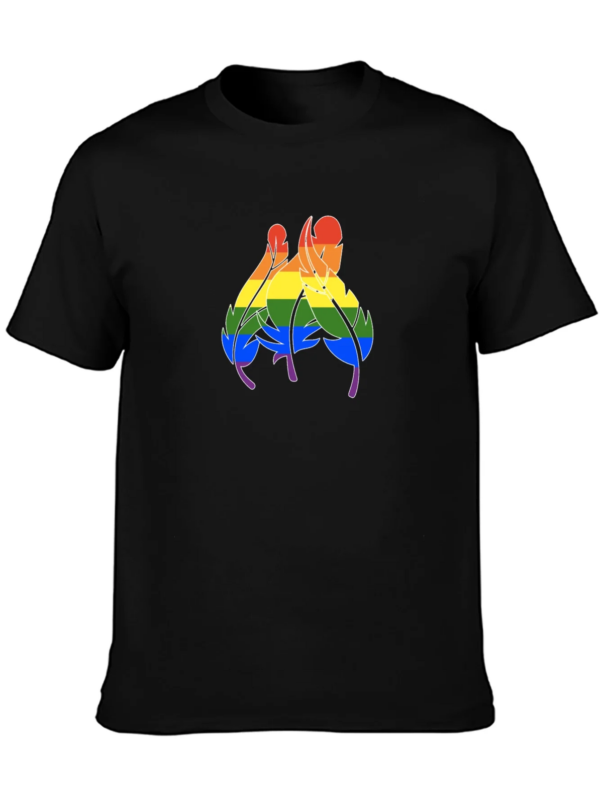Rainbow Feather Graphic Black T-Shirt product image 1