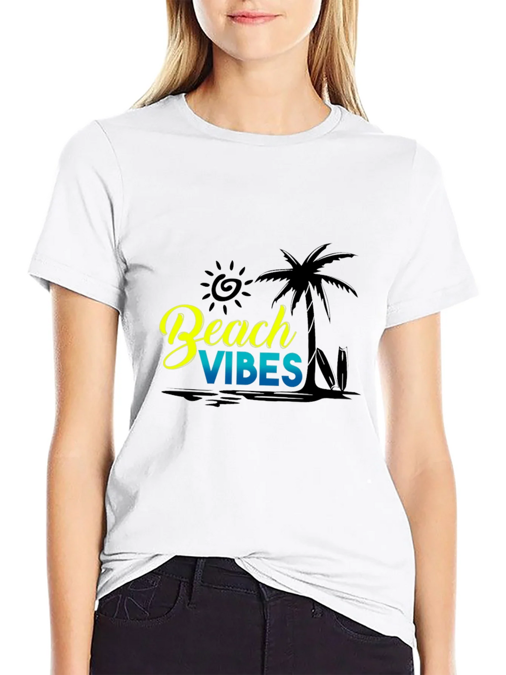Beach Vibes Graphic Tee - Black product image 1