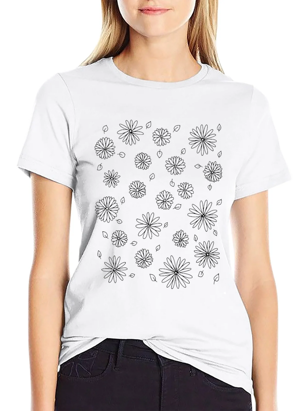 Floral Print Mens Black T-Shirt product image 6