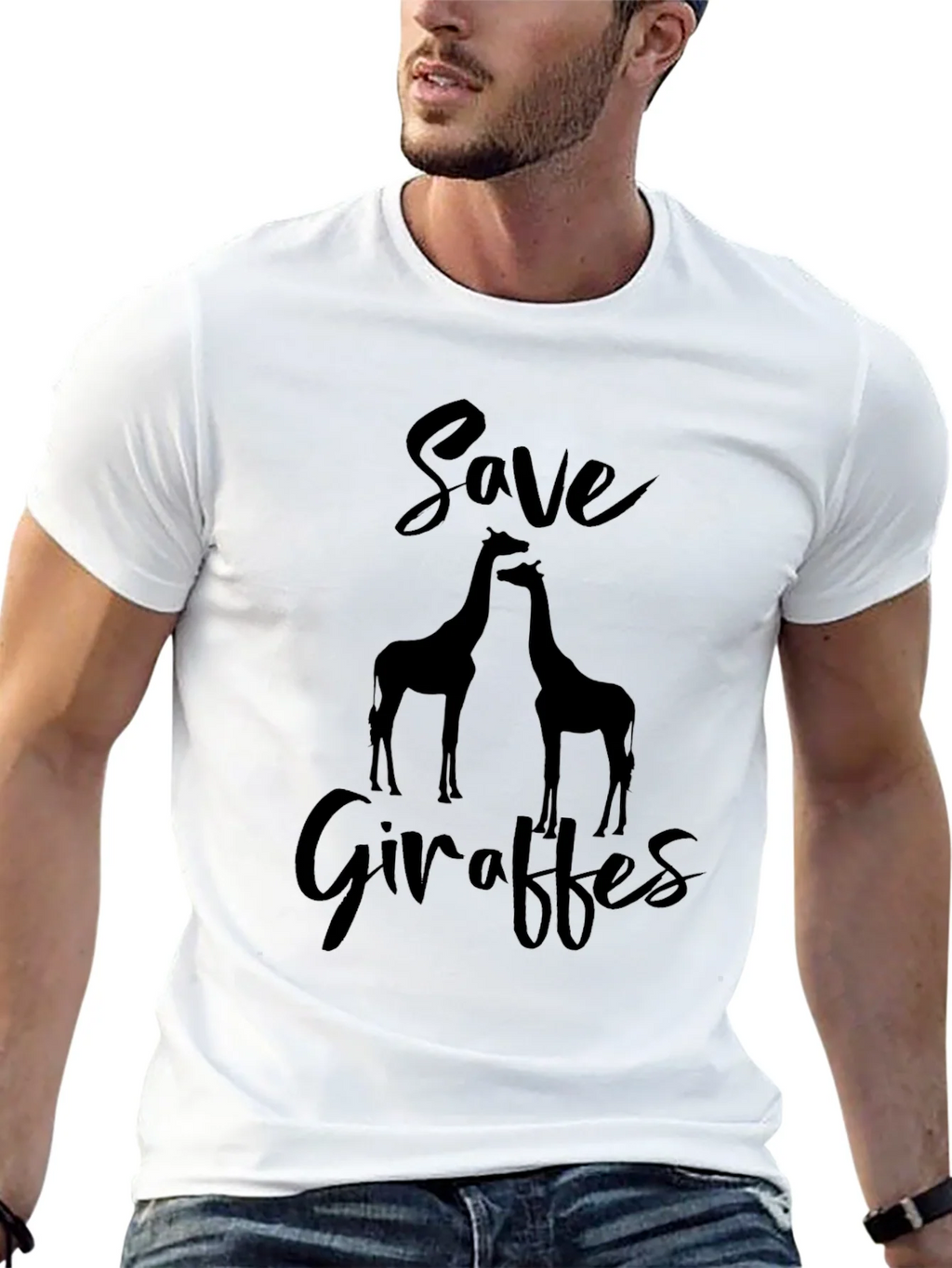 Save Giraffes Graphic Tee - Black Cotton Shirt product image 9