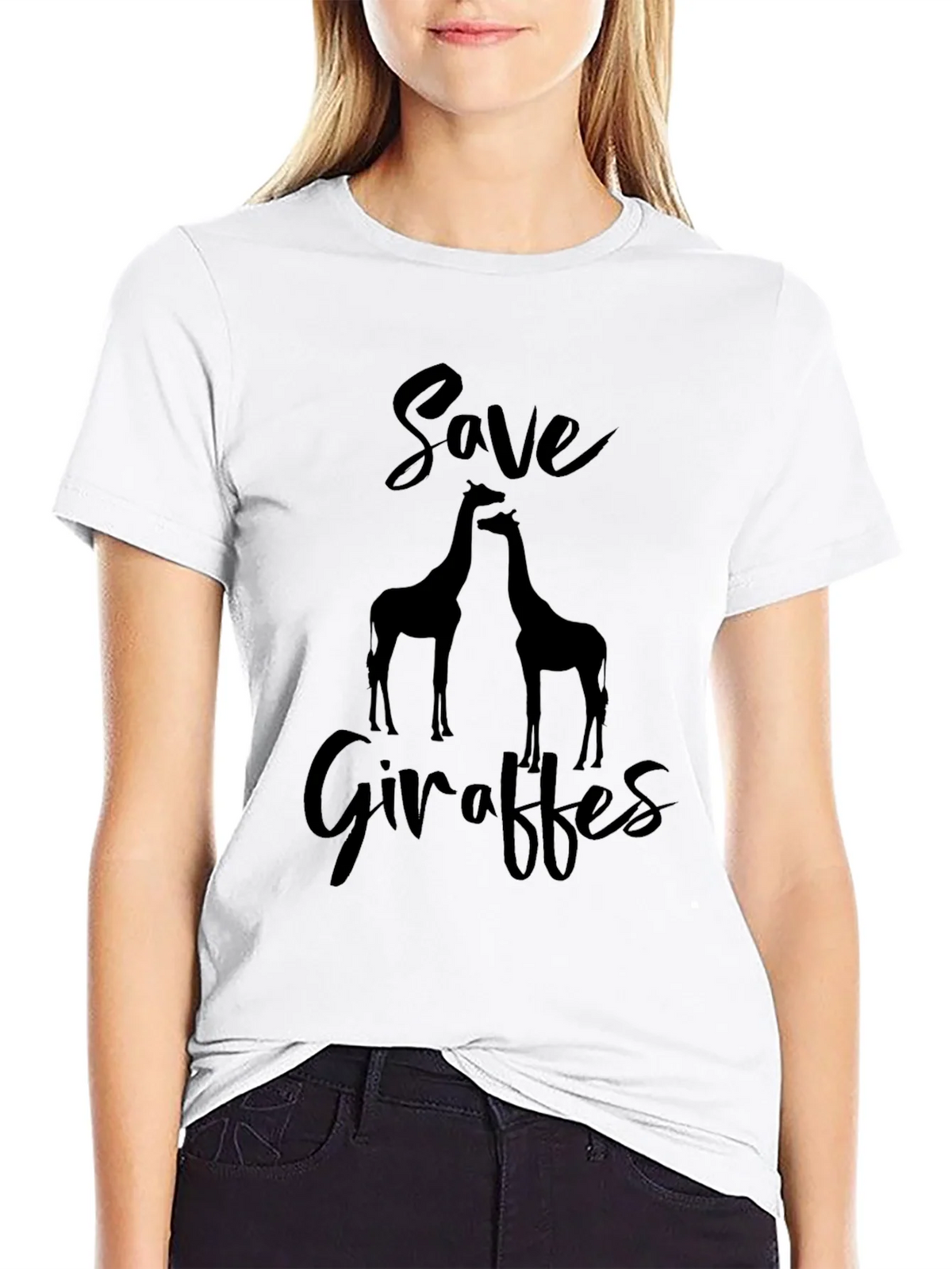 Save Giraffes Graphic Tee - Black Cotton Shirt product image 7