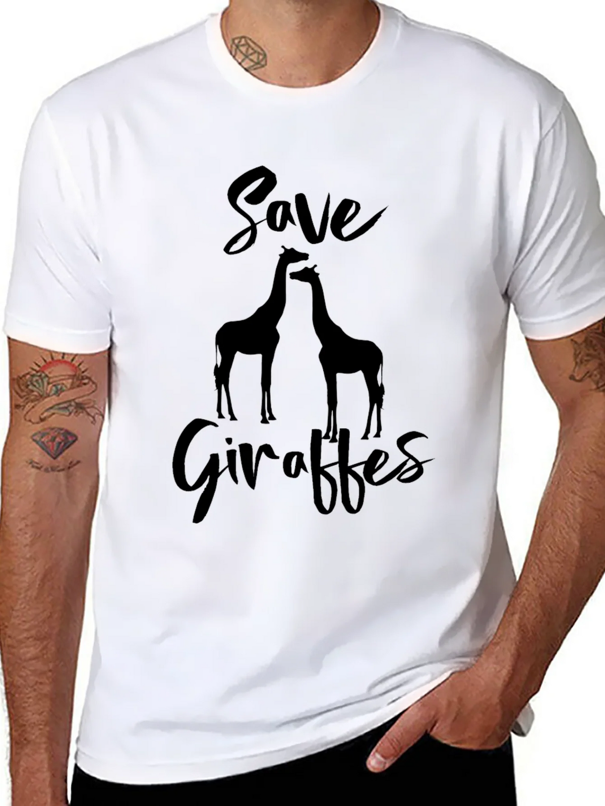 Save Giraffes Graphic Tee - Black Cotton Shirt product image 6