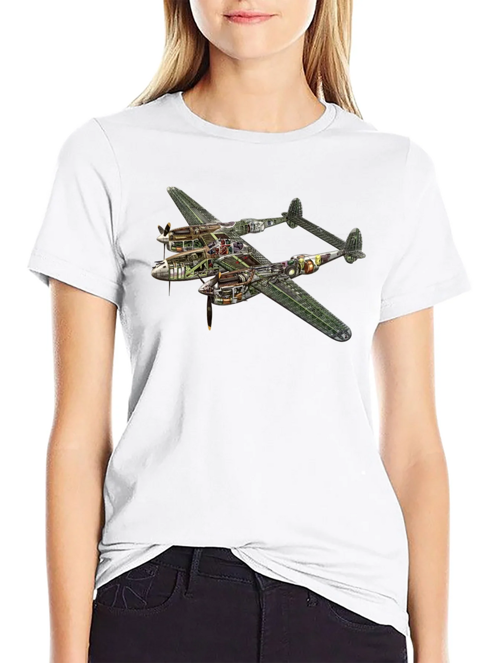 Unique P-38 Lightning Cutaway Graphic Tee product image 6