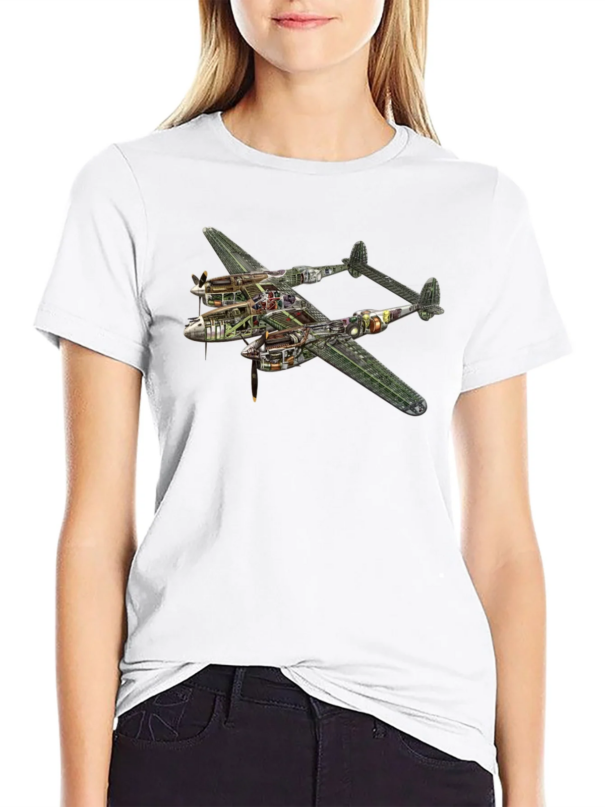 Unique P-38 Lightning Cutaway Graphic Tee product image 6