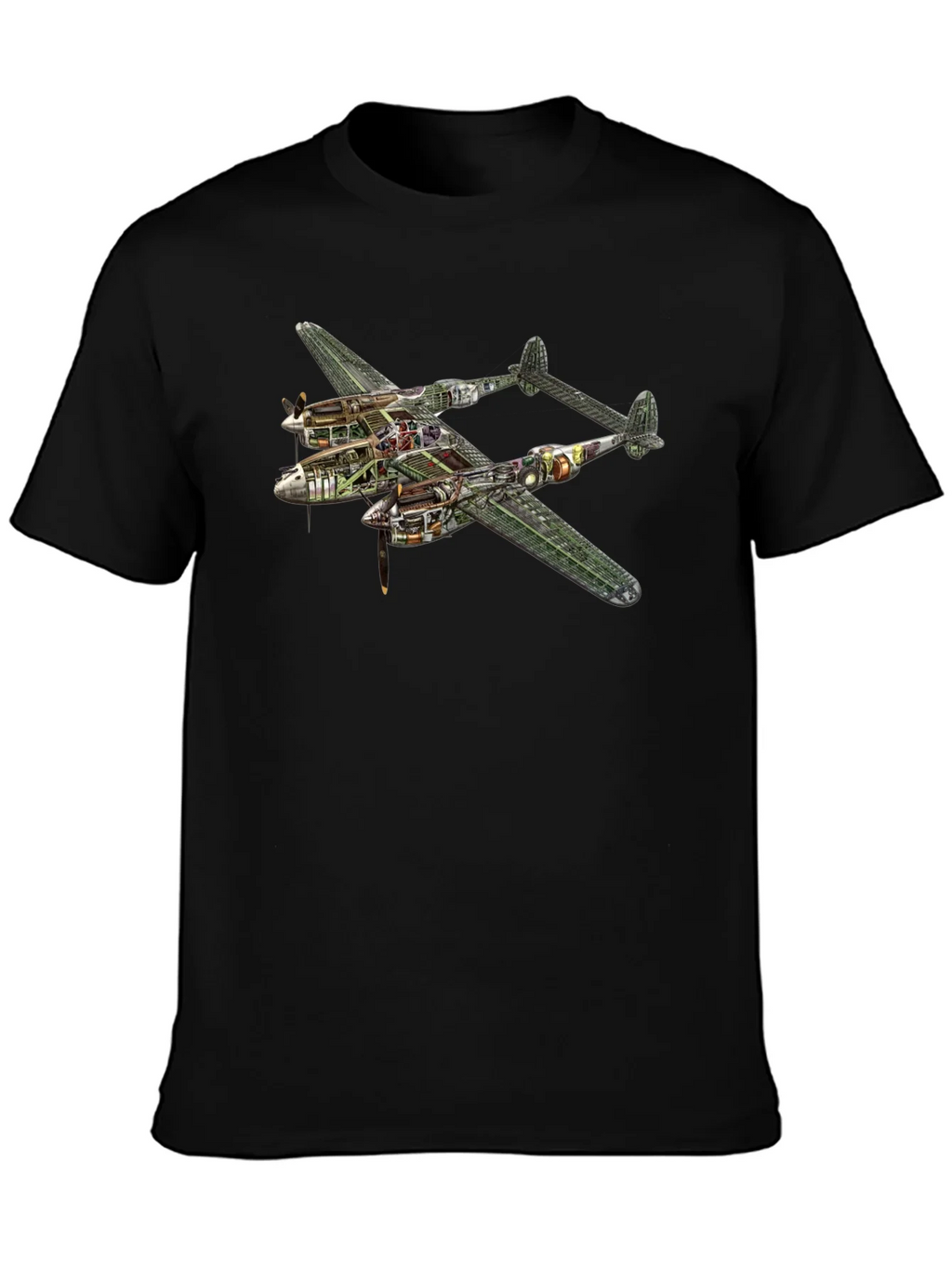 Unique P-38 Lightning Cutaway Graphic Tee product image 2