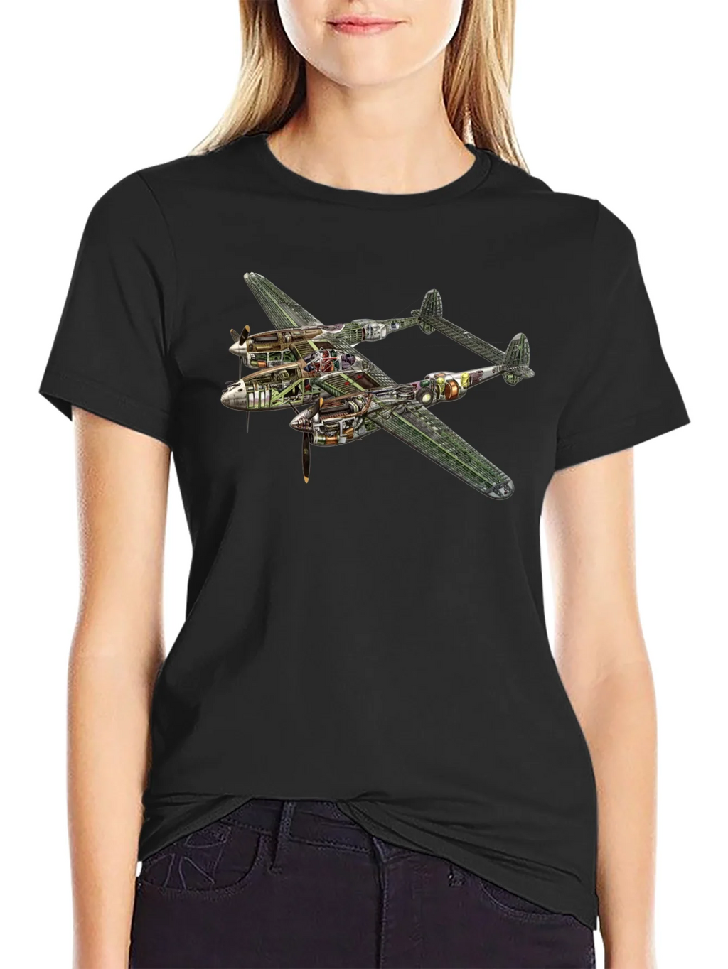 Unique P-38 Lightning Cutaway Graphic Tee product image 1
