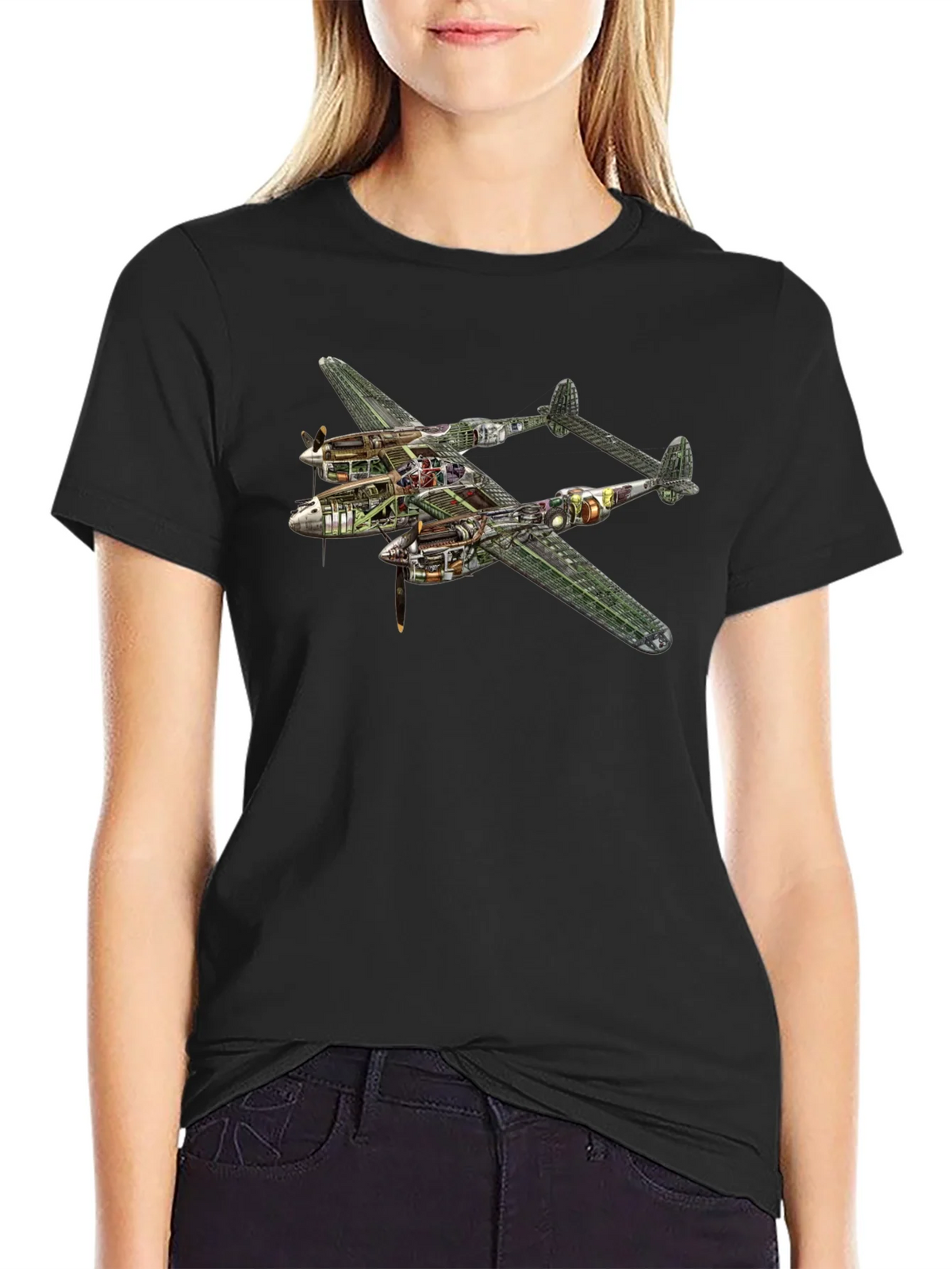 Unique P-38 Lightning Cutaway Graphic Tee product image 1