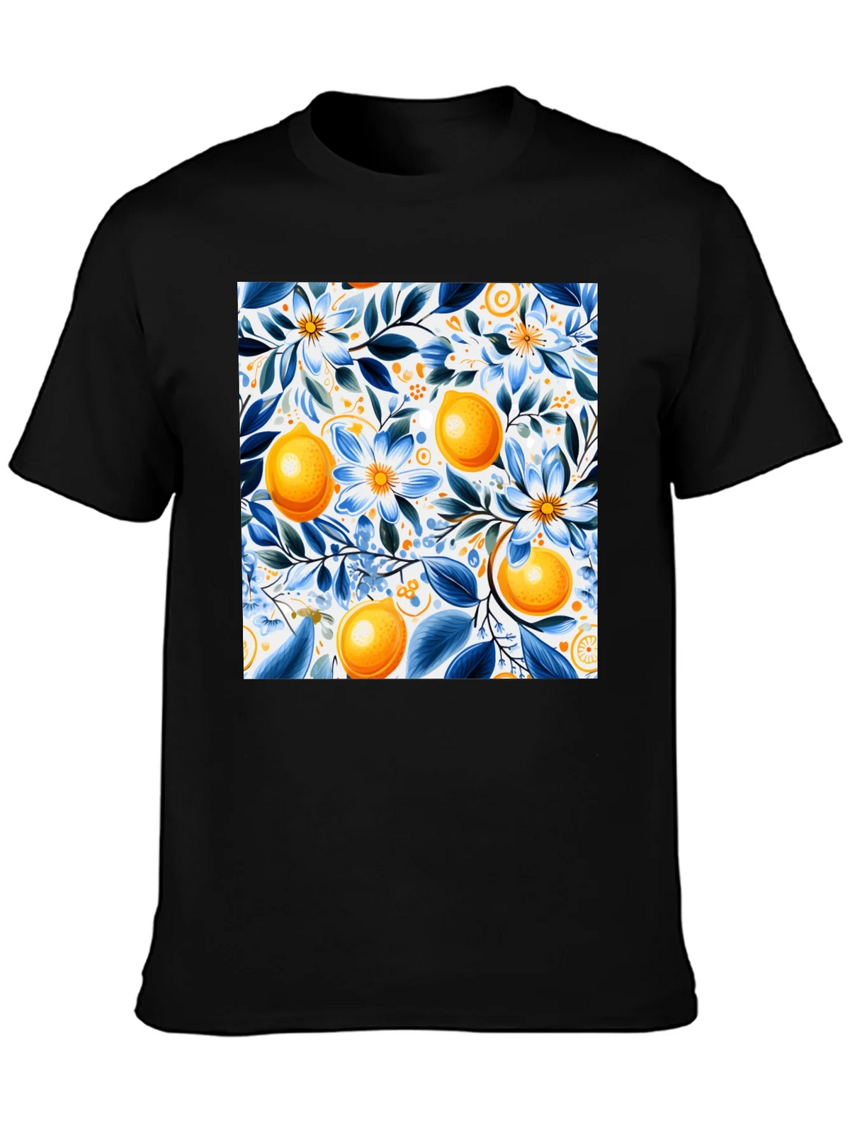 Floral Lemon Print Black T-Shirt product image 2